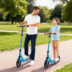 VEVOR Kick Scooter for Kids Ages 8+, Teens & Adults, 2-Wheel Toddler Scooter with Adjustable Height Handlebar, Wide Anti-Slip Deck, Foldable Lightweight for Boys & Girls up to 220 lbs, Black + Purple