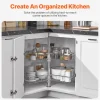 VEVOR 28" Kidney Shaped Chrome Corner Organizer, 360° Rotatble Kitchen Base Cabinet Blind Corner, 2 Tier Height Adjustable Storage Rack, Carbon Steel Lazy Susan Replacement Shelf for Cabinet Corner