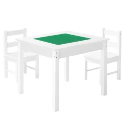 VEVOR Kids Activity Table and 2 Chairs Set, Building Blocks Double-Sided Tabletop, Toddler Table and Chair Set with Storage for Kids 3+ Years, Large Storage Space, Present for Boys & Girls, White