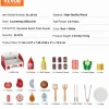 VEVOR Kids BBQ Grill Playset, Wooden Grill Playset With Realistic Carbon Fire, Wooden Play Food Kitchen Accessory (26 PCS), Indoor/Outdoor Interactive Pretend Play Toys for Boys Girls Ages 3+ Gift