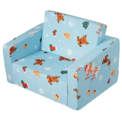 VEVOR Kids Couch, 2-in-1 Toddler Chairs Comfy, Toddler Couch Sofa Bed Fold Out, Convertible Sofa to Lounger, Kids Chair Seat Playroom Furniture for Kids Girls & Boys, Sky Blue