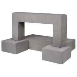 VEVOR Kids Couch, 4Pcs Modular Kids Play Couch, Toddler Couch Sofa Bed, Kids Chair Seat Playroom Furniture, Child Sectional Sofa with Removable Cover for Kids Girls & Boys, Grey