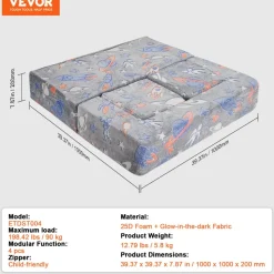 VEVOR Kids Couch, 4Pcs Toddler Couch Sofa Bed, Kids Chair Seat Playroom Furniture, Child Sectional Sofa with Removable Cover for Kids Girls & Boys, Dark Grey
