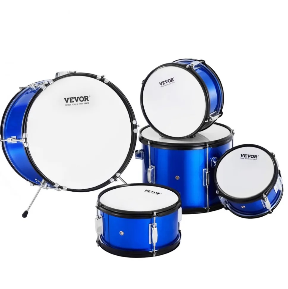VEVOR Kids Drum Set, 5-Piece, 16 in Beginner Full Drum Set with Bass Toms Snare Floor Drum Adjustable Throne Cymbal Hi-Hat Pedal and Two Pairs of Drumsticks, Starter Drum Kit for Child Kids, Blue