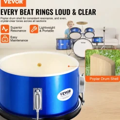 VEVOR Kids Drum Set, 5-Piece, 16 in Beginner Full Drum Set with Bass Toms Snare Floor Drum Adjustable Throne Cymbal Hi-Hat Pedal and Two Pairs of Drumsticks, Starter Drum Kit for Child Kids, Blue