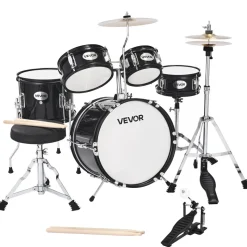VEVOR Kids Drum Set, 5-Piece 16 in Junior Drum Sets, Beginner Drums Set with Adjustable Throne, Cymbal & Two Pairs of Drumsticks, Musical Learning Drums Instruments Kit, for Children Ages 6-13 (Red)