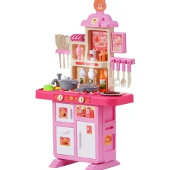 VEVOR Kids Kitchen Playset, Toddler Kitchen with Cooking Stove with Steam, Sounds and Lights, Play Kitchen Set with 48 PCS Cooking Accessory Set for Toddlers, Preschoolers, Children Ages 3-5, Pink