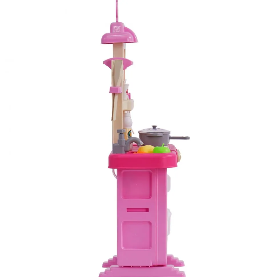 VEVOR Kids Kitchen Playset, Toddler Kitchen with Cooking Stove with Steam, Sounds and Lights, Play Kitchen Set with 48 PCS Cooking Accessory Set for Toddlers, Preschoolers, Children Ages 3-5, Pink