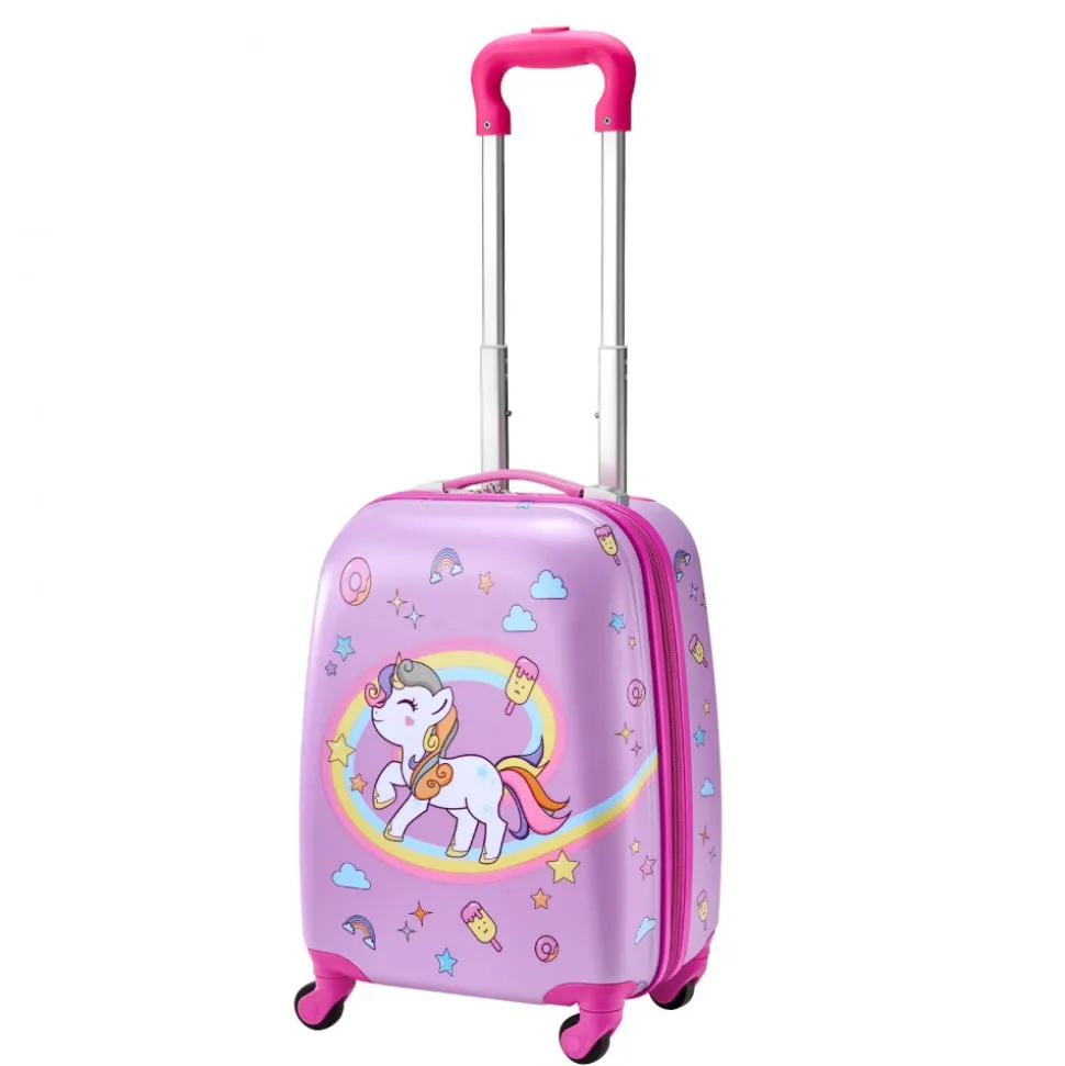 VEVOR Kids Luggage Set, 2 Piece, 18 Inch Hardside Rolling Wheels Suitcase with Hard-Shell Backpack, Dinosaur Kids Carry on Luggage Set, Holiday Birthday Gift for Girls & Boys, Airline Approved