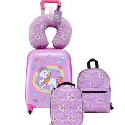 VEVOR Kids Luggage Set, 2 Piece, 18 Inch Hardside Rolling Wheels Suitcase with Hard-Shell Backpack, Dinosaur Kids Carry on Luggage Set, Holiday Birthday Gift for Girls & Boys, Airline Approved