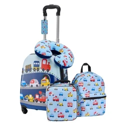VEVOR Kids Luggage Set, 5 Piece, 18 Inch Hardside Rolling Wheels Suitcase with Backpack & U-shape Pillow, Truck Kids Carry on Luggage Set, Holiday Birthday Gift for Girls Boys, Airline Approved