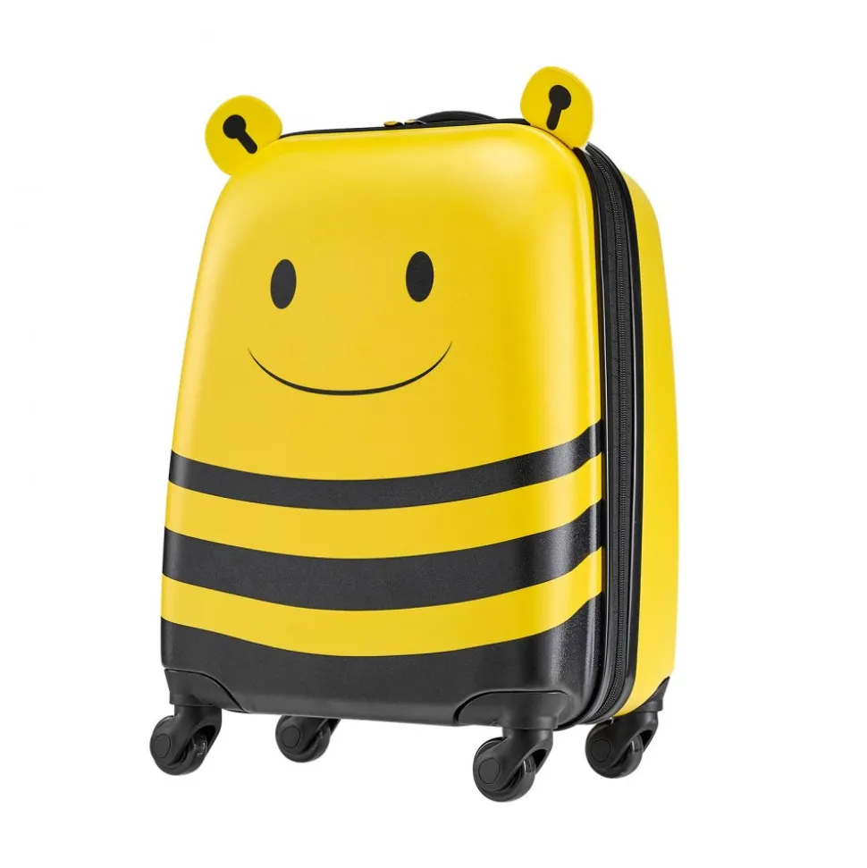 VEVOR Kids Luggage Set, 5 Piece, 18 Inch Hardside Rolling Wheels Suitcase with Backpack & U-shape Pillow, Bee Kids Carry on Luggage Set, Holiday Birthday Gift for Girls Boys, Airline Approved