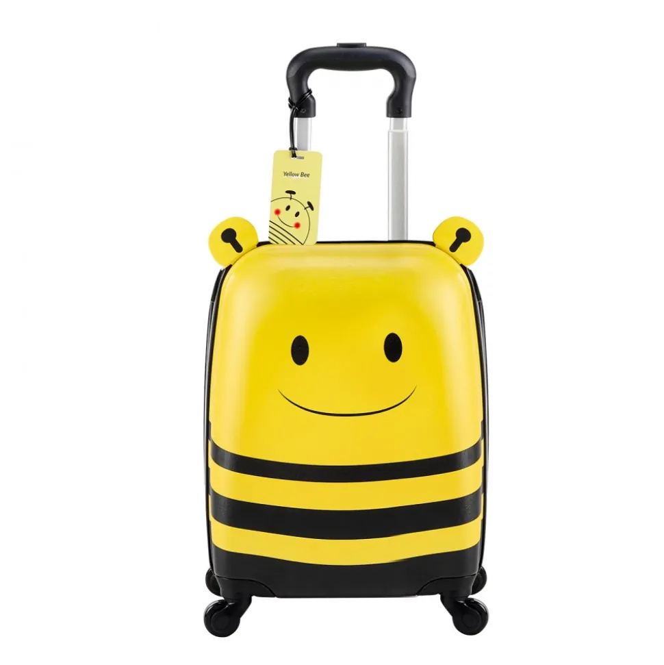 VEVOR Kids Luggage Set, 5 Piece, 18 Inch Hardside Rolling Wheels Suitcase with Backpack & U-shape Pillow, Bee Kids Carry on Luggage Set, Holiday Birthday Gift for Girls Boys, Airline Approved