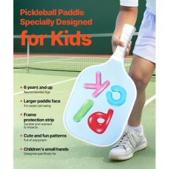 VEVOR Kids Pickleball Paddle, Lightweight Youth Pickleball Paddle with Small Grip and Cute Pattern, Fiberglass Pickle Ball Racket & Honeycomb Core, Child Size for Kids, Youth, Boys & Girls