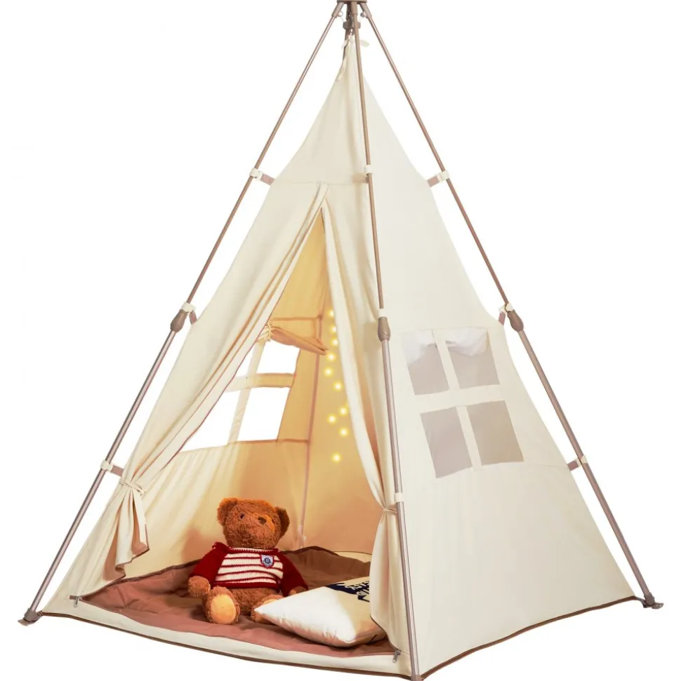 VEVOR Kids Play Tent, Teepee Tent for Kids 1-5 Years Old, Tent for Kids with Windows for Indoor and Outdoor, Foldable Toddler Tent with Mat and Carrying Bag, Kids Tent for Boys and Girls, Beige