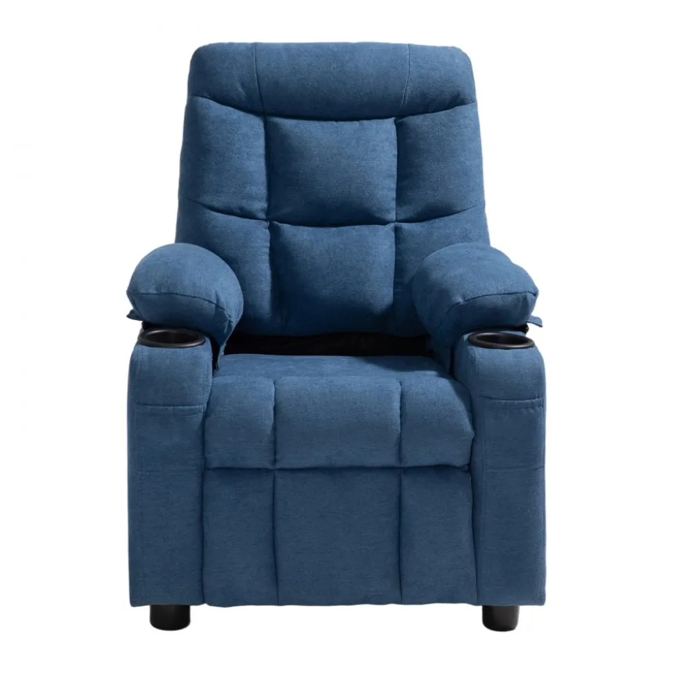 VEVOR Kids Recliner Chair, Toddler Lounger with Cup Holders & Pockets, 107° to 126° Adjustable Back, Breathable Polyester Upholstery Reclining Sofa with Foot-rest, for Boys and Girls, Children (Blue)