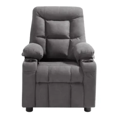 VEVOR Kids Recliner Chair, Toddler Lounger with Cup Holders & Pockets, 107° to 126° Adjustable Back, Breathable Polyester Upholstery Reclining Sofa with Foot-rest, for Boys and Girls, Children (Gray)