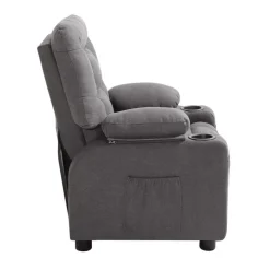 VEVOR Kids Recliner Chair, Toddler Lounger with Cup Holders & Pockets, 107° to 126° Adjustable Back, Breathable Polyester Upholstery Reclining Sofa with Foot-rest, for Boys and Girls, Children (Gray)