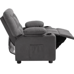 VEVOR Kids Recliner Chair, Toddler Lounger with Cup Holders & Pockets, 107° to 126° Adjustable Back, Breathable Polyester Upholstery Reclining Sofa with Foot-rest, for Boys and Girls, Children (Gray)