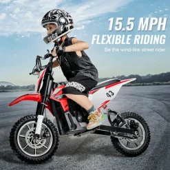 VEVOR Kids Ride On Motorcycle, 36V Battery Powered Electric Motorcycle with Speed Up to 15.5mph, Treaded Tires, Battery Gauge, Dual Brakes, Ride on Toys for Children Boys Girls Aged 14+