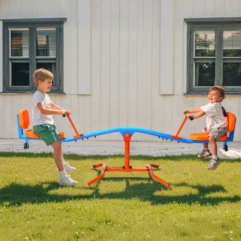 VEVOR Kids Seesaw, 300 lbs Load Capacity, Sit and Spin Teeter Totter with Easy-Grip Handles, Kids Outdoor Playground Equipment, Outside Toys, Swiveling 360 Degrees Rotating for Children Aged 3+