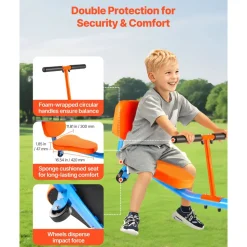 VEVOR Kids Seesaw, 300 lbs Load Capacity, Sit and Spin Teeter Totter with Easy-Grip Handles, Kids Outdoor Playground Equipment, Outside Toys, Swiveling 360 Degrees Rotating for Children Aged 3+