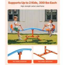 VEVOR Kids Seesaw, 300 lbs Load Capacity, Sit and Spin Teeter Totter with Easy-Grip Handles, Kids Outdoor Playground Equipment, Outside Toys, Swiveling 360 Degrees Rotating for Children Aged 3+