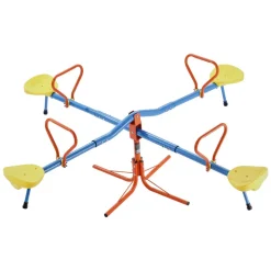VEVOR Kids Seesaw, 110 lbs Load Capacity per Seat, Sit and Spin Teeter Totter with 4-prong Support Legs, Kids Outdoor Playground Equipment, Swiveling 360 Degrees Rotating for Children Aged 3+, 4 Seats