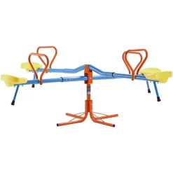 VEVOR Kids Seesaw, 110 lbs Load Capacity per Seat, Sit and Spin Teeter Totter with 4-prong Support Legs, Kids Outdoor Playground Equipment, Swiveling 360 Degrees Rotating for Children Aged 3+, 4 Seats