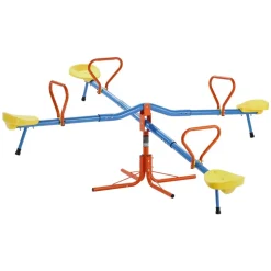 VEVOR Kids Seesaw, 110 lbs Load Capacity per Seat, Sit and Spin Teeter Totter with 4-prong Support Legs, Kids Outdoor Playground Equipment, Swiveling 360 Degrees Rotating for Children Aged 3+, 4 Seats