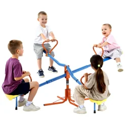 VEVOR Kids Seesaw, 110 lbs Load Capacity per Seat, Sit and Spin Teeter Totter with 4-prong Support Legs, Kids Outdoor Playground Equipment, Swiveling 360 Degrees Rotating for Children Aged 3+, 4 Seats