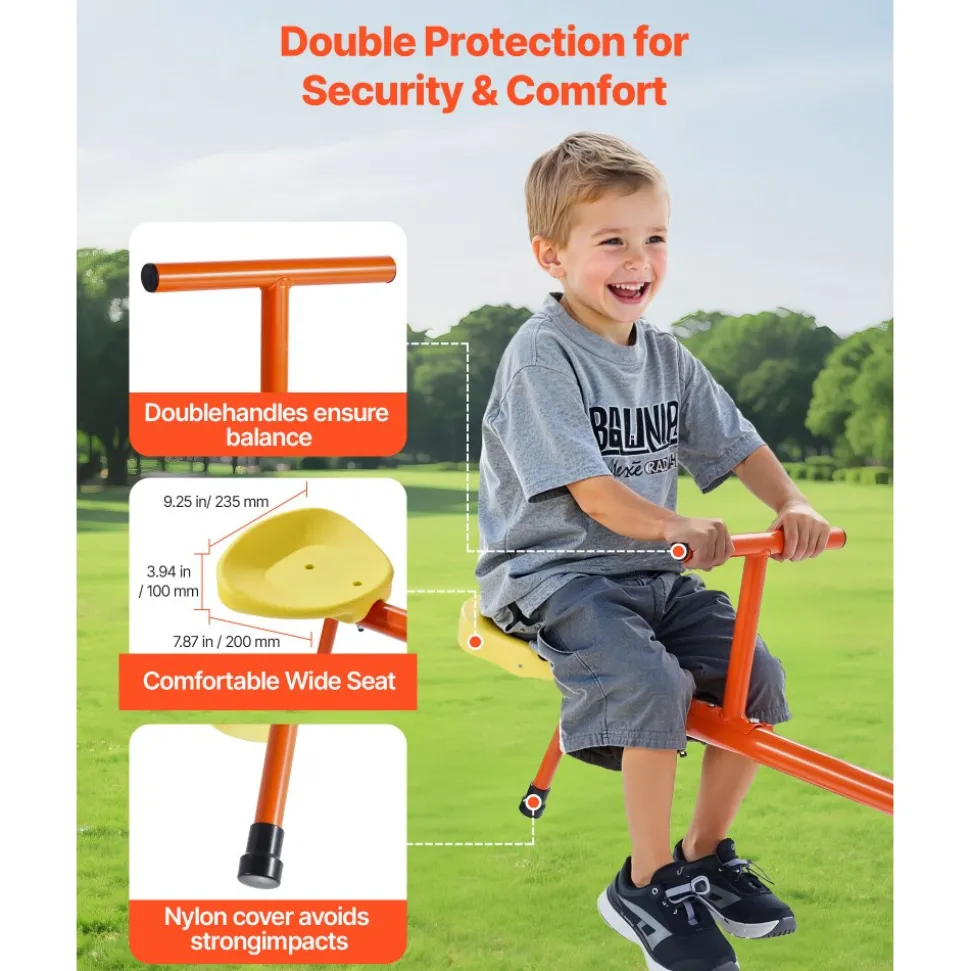 VEVOR Kids Seesaw, 100 lbs Load Capacity per Seat, Sit and Spin Teeter Totter with 3-prong Support Legs, Kids Outdoor Playground Equipment, Swiveling 360 Degrees Rotating for Children Aged 3+
