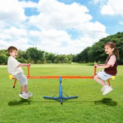 VEVOR Kids Seesaw, 100 lbs Load Capacity per Seat, Sit and Spin Teeter Totter with 3-prong Support Legs, Kids Outdoor Playground Equipment, Swiveling 360 Degrees Rotating for Children Aged 3+