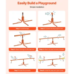 VEVOR Kids Seesaw, 100 lbs Load Capacity per Seat, Sit and Spin Teeter Totter with 4-prong Support Legs, Kids Outdoor Playground Equipment, Swiveling 360 Degrees Rotating for Children Aged 3+
