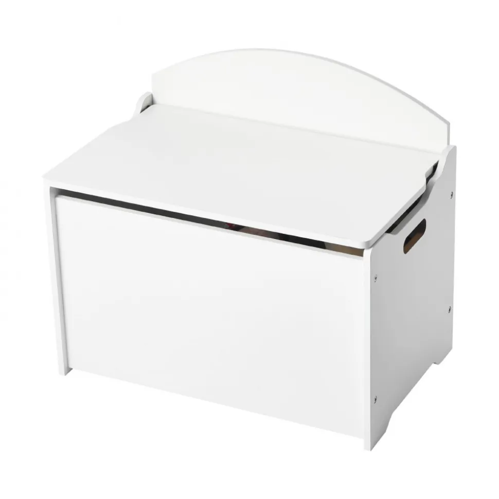 VEVOR Kids Storage Bench, Wooden Toy Box Chest with Backrest, Large Storage Cabinet with Safety Hinge, Toddlers Storage Bench for Playroom, Living Room or Entryway, 23.5 x 14.5 x 21.46 in, White