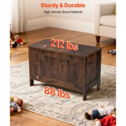 VEVOR Kids Storage Bench, Wooden Toy Box Chest, Large Storage Cabinet with Safety Hinge, Toddlers Retro Storage Bench for Playroom, Living Room or Entryway, 29.7 x 15.3 x 18.9 in, Easy Assembly, Brown
