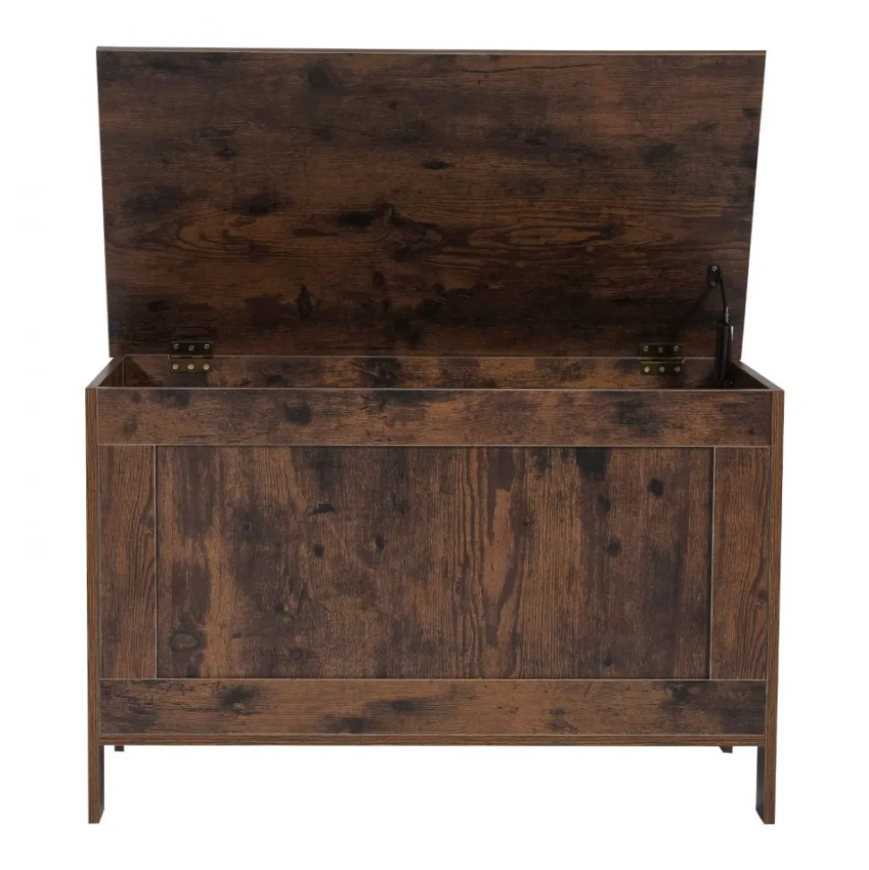 VEVOR Kids Storage Bench, Wooden Toy Box Chest, Large Storage Cabinet with Safety Hinge, Toddlers Retro Storage Bench for Playroom, Living Room or Entryway, 29.7 x 15.3 x 18.9 in, Easy Assembly, Brown