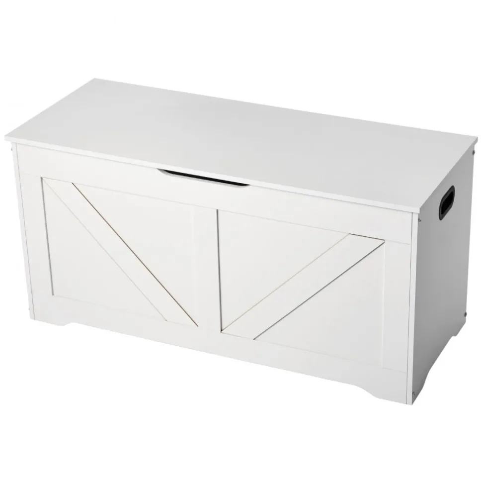 VEVOR Kids Storage Bench, Wooden Toy Box Chest, Large Storage Cabinet with Safety Hinge, Toddlers Storage Bench for Playroom, Living Room or Entryway, Easy Assembly, 38.98 x 15.55 x 18.9 in, White