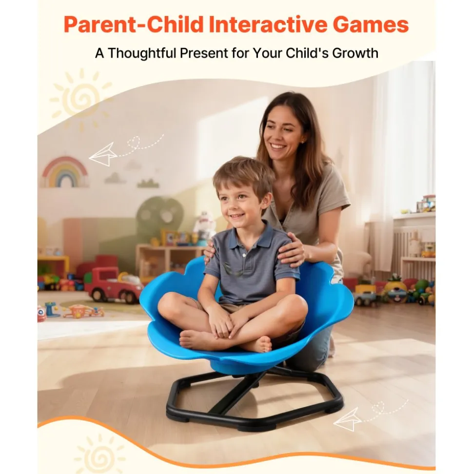 VEVOR Kids Swivel Chair, 220 lbs Capacity, Cylinder Shape Sensory Spinning Chair, Autistic Kids Sensory Toy Seat with Non-Slip Metal Base, Toddler Sit & Spin Seat for Coordination Balance Focus, Blue
