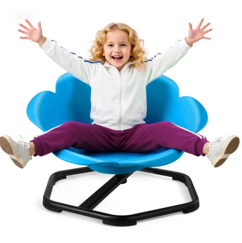 VEVOR Kids Swivel Chair, 220 lbs Capacity, Cylinder Shape Sensory Spinning Chair, Autistic Kids Sensory Toy Seat with Non-Slip Metal Base, Toddler Sit & Spin Seat for Coordination Balance Focus, Blue