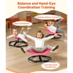 VEVOR Kids Swivel Chair, 220 lbs Capacity, Sensory Spinning Chair, Autistic Kids Sensory Toy Seat with Non-Slip Metal Base, Round Shape Toddler Sit & Spin Seat for Coordination Balance Focus, Orange