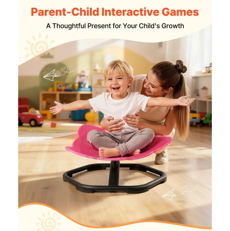 VEVOR Kids Swivel Chair, 220 lbs Capacity, Elephant Shape Sensory Spinning Chair, Autistic Kids Sensory Toy Seat with Non-Slip Metal Base, Toddler Sit & Spin Seat for Coordination Balance Focus, Red