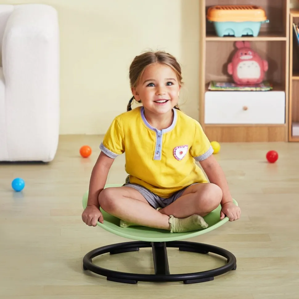 VEVOR Kids Swivel Chair, 220 LBS Capacity, Sensory Spinning Chair, Autistic Kids Sensory Toy Chair with Non-Slip Metal Base, Toddler Sit and Spin Chair for Coordination Balance Focus Training Green