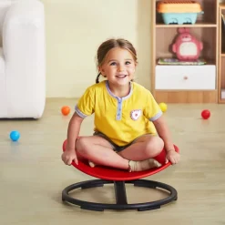 VEVOR Kids Swivel Chair, 220 LBS Capacity, Sensory Spinning Chair, Autistic Kids Sensory Toy Chair with Non-Slip Metal Base, Toddler Sit and Spin Chair for Coordination Balance Focus Training Red