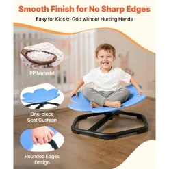VEVOR Kids Swivel Chair, 220 lbs Capacity, Flower Shape Sensory Spinning Chair, Autistic Kids Sensory Toy Seat with Non-Slip Metal Base, Toddler Sit & Spin Seat for Coordination Balance Focus, Blue