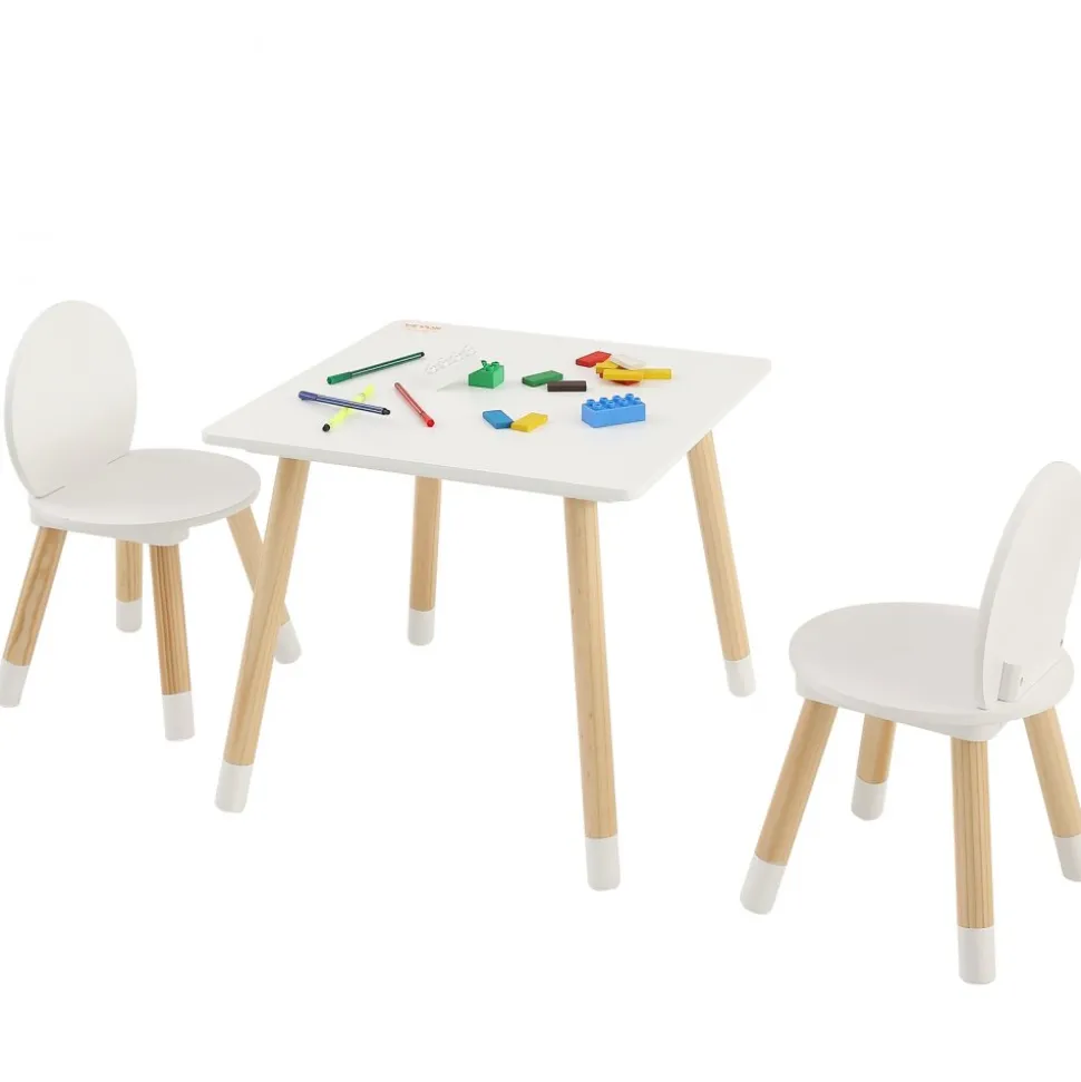 VEVOR Kids Table and 2 Chairs Set, Toddler Table and Chair Set, Children Multi-Activity Table for Art, Craft, Reading, Learning, 1 Table and 2 Chairs