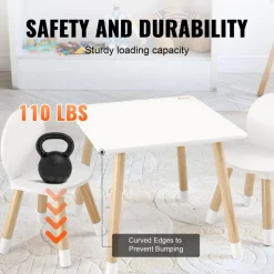 VEVOR Kids Table and 2 Chairs Set, Toddler Table and Chair Set, Children Multi-Activity Table for Art, Craft, Reading, Learning, 1 Table and 2 Chairs