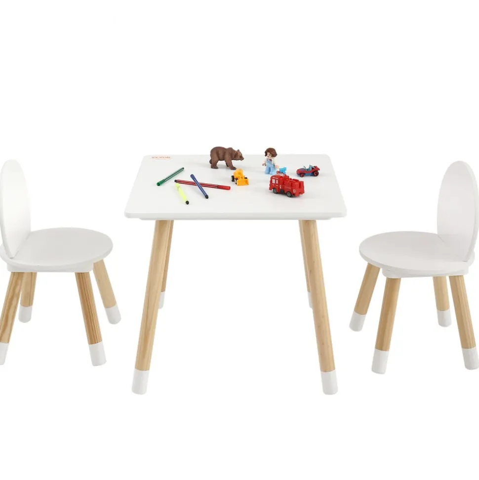 VEVOR Kids Table and 2 Chairs Set, Toddler Table and Chair Set, Children Multi-Activity Table for Art, Craft, Reading, Learning, 1 Table and 2 Chairs