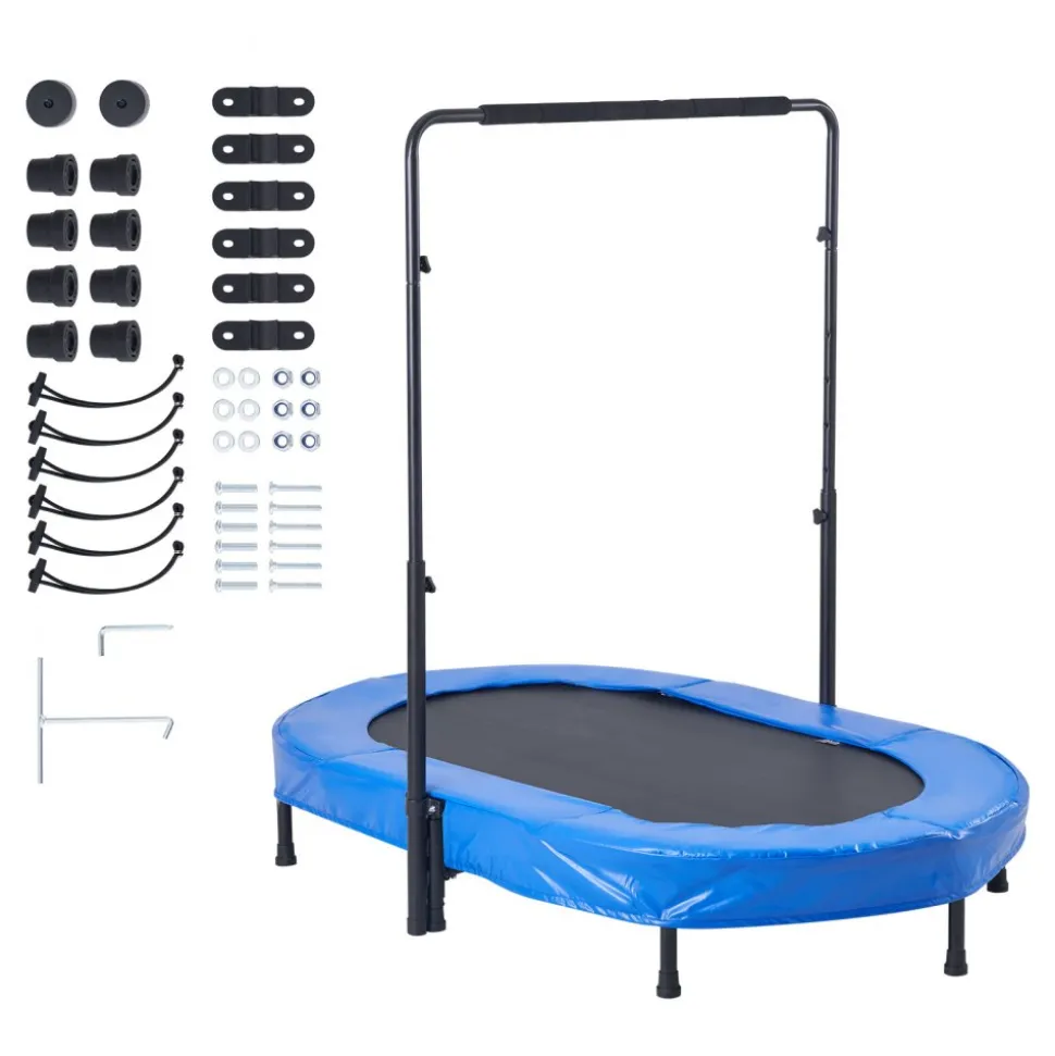 VEVOR Kids Trampoline, 56x36 inch Indoor Outdoor Trampoline, Foldable Mini Trampoline with Handle, Rebounder Trampoline for Toddlers, Birthday Gift for 3+ Years Children, Boys Girls for Fun, Bule