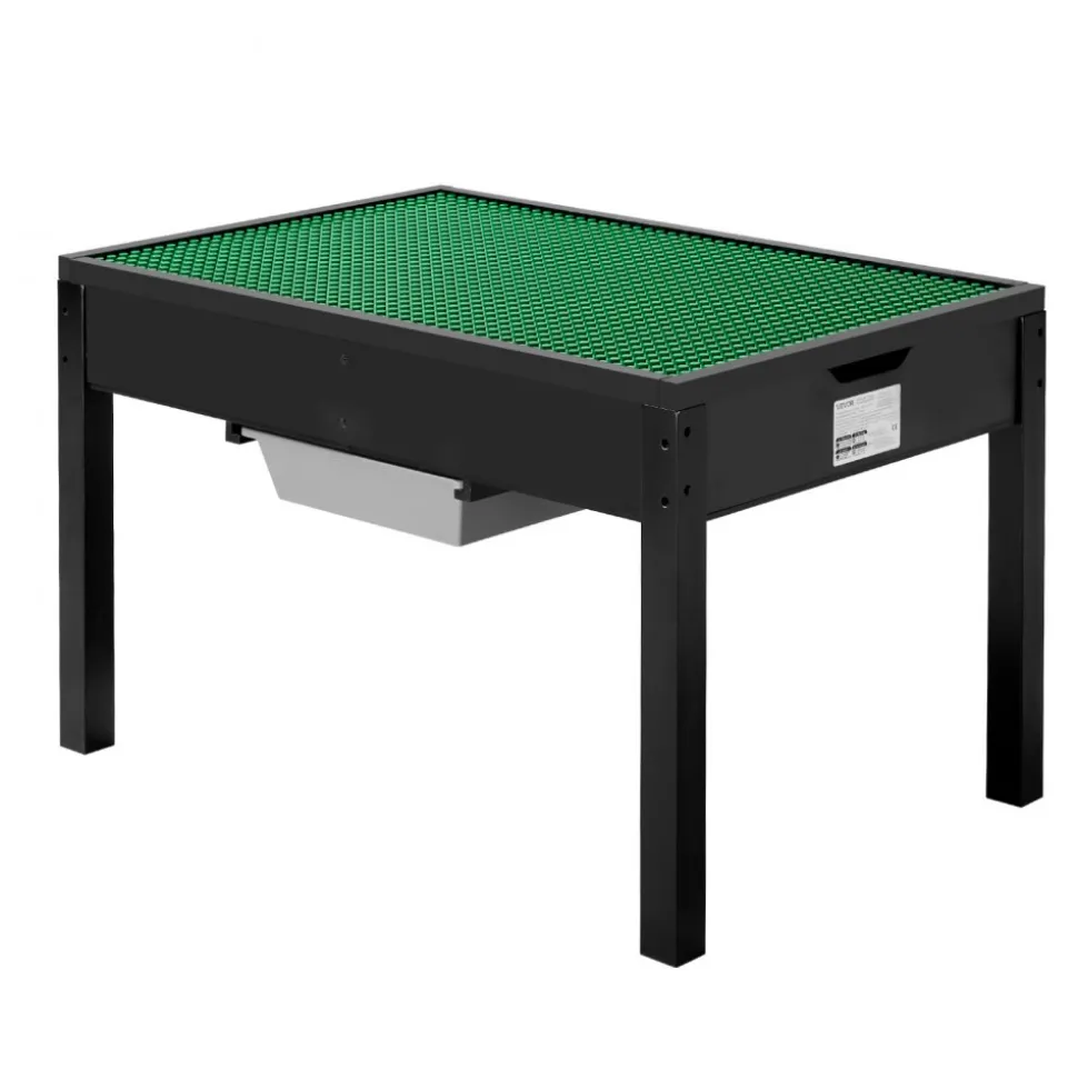 VEVOR Kids Wooden Activity Table, Building Blocks Double-Sided Tabletop, Multi-Purpose Activity Play Table with 2 Storage Bins for Kids 3+ Years, Large Storage Space, Present for Boys & Girls, Black